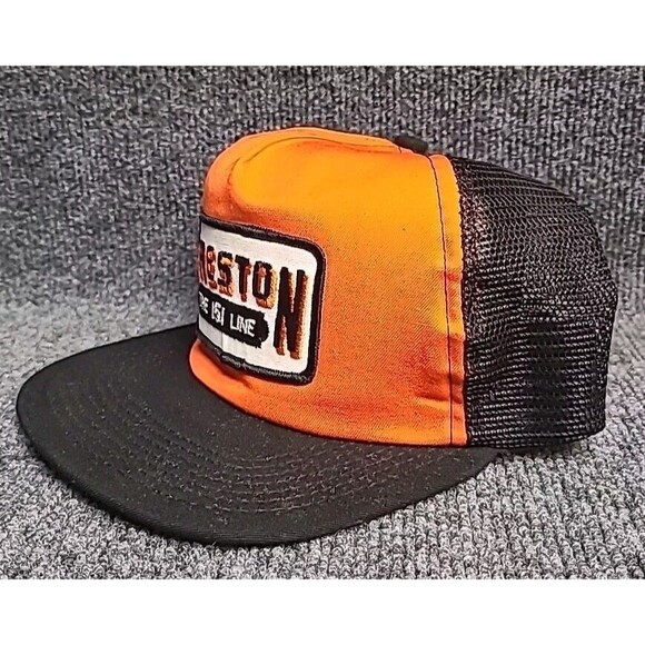 Vtg Preston The 151 Line Patch Hat Logo Mesh USA Snap Back Trucker Baseball Cap - Picture 2 of 6